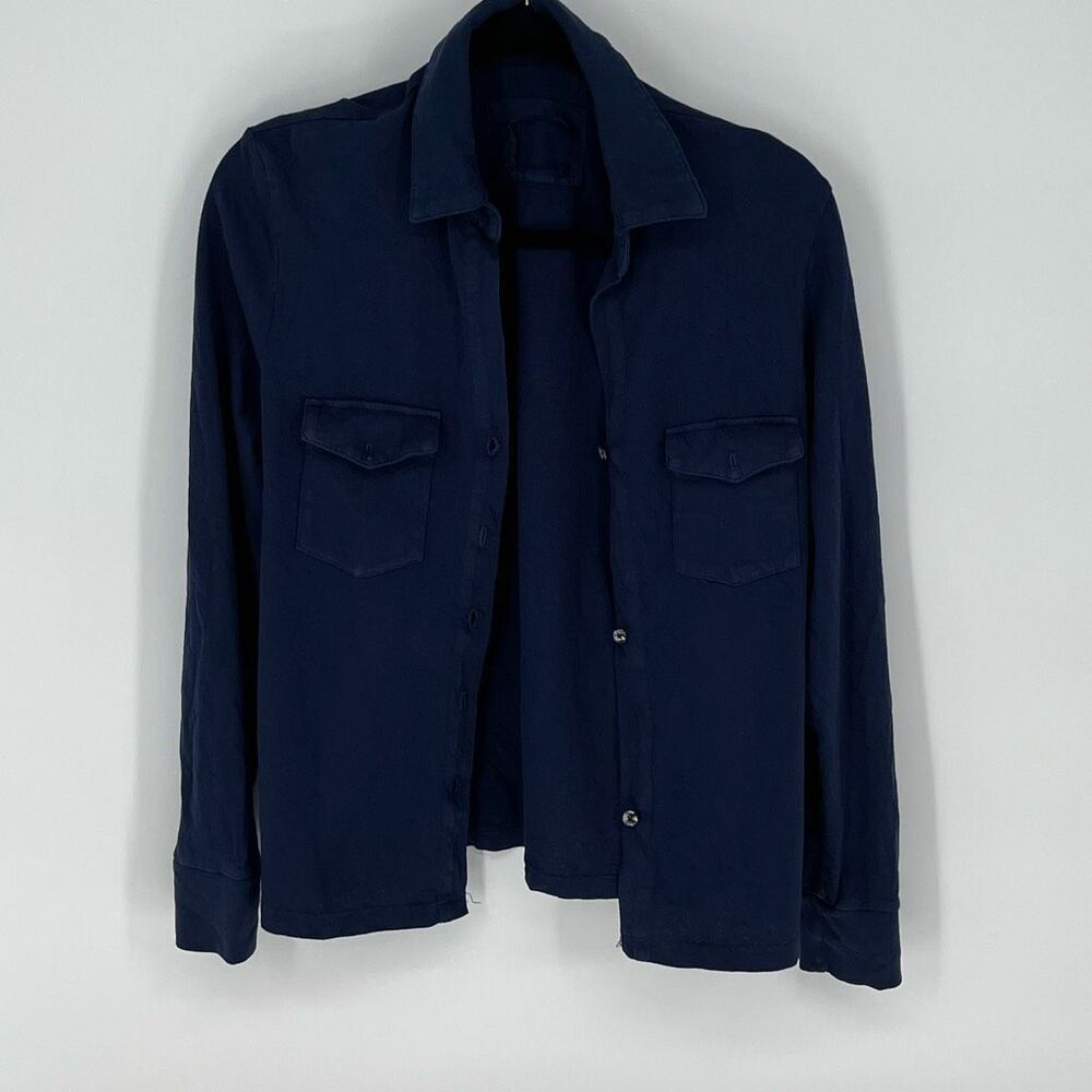 FRANK & EILEEN Womens Shirt Blue Button Front‎ Collared Long Sleeve Cotton Flaws